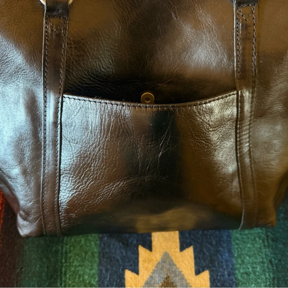 Patricia Nash Black Leather Tote Bag with Rhinestone & Turquoise Accents - Picture 3 of 12
